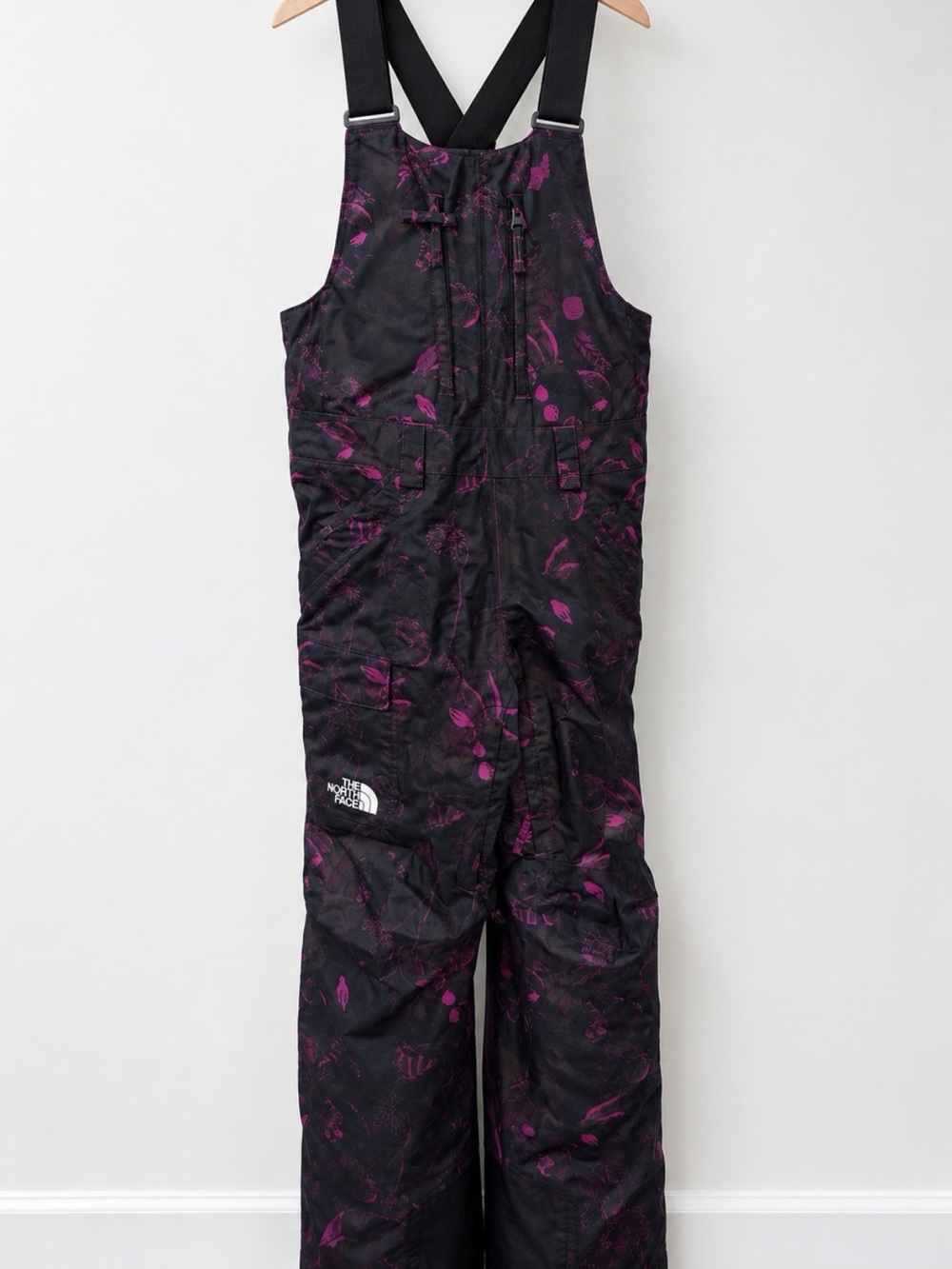 The North Face Black & Purple Patterned Snow Bibs